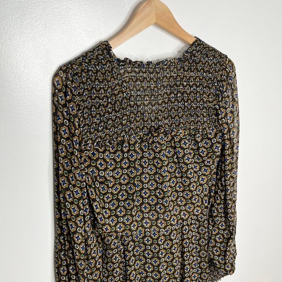 Veronica Beard Womens Sacchi Sheer Printed A Line Dress 2 Black Pleated - Picture 8 of 16